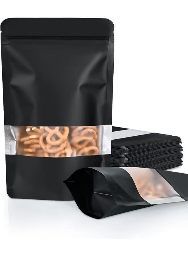 EETU 50Pcs Reusable Stand Up Bags,With Window,Zip Lock Food Storage Bags For Packaging Products,Sealable,15x22cm - Image 1